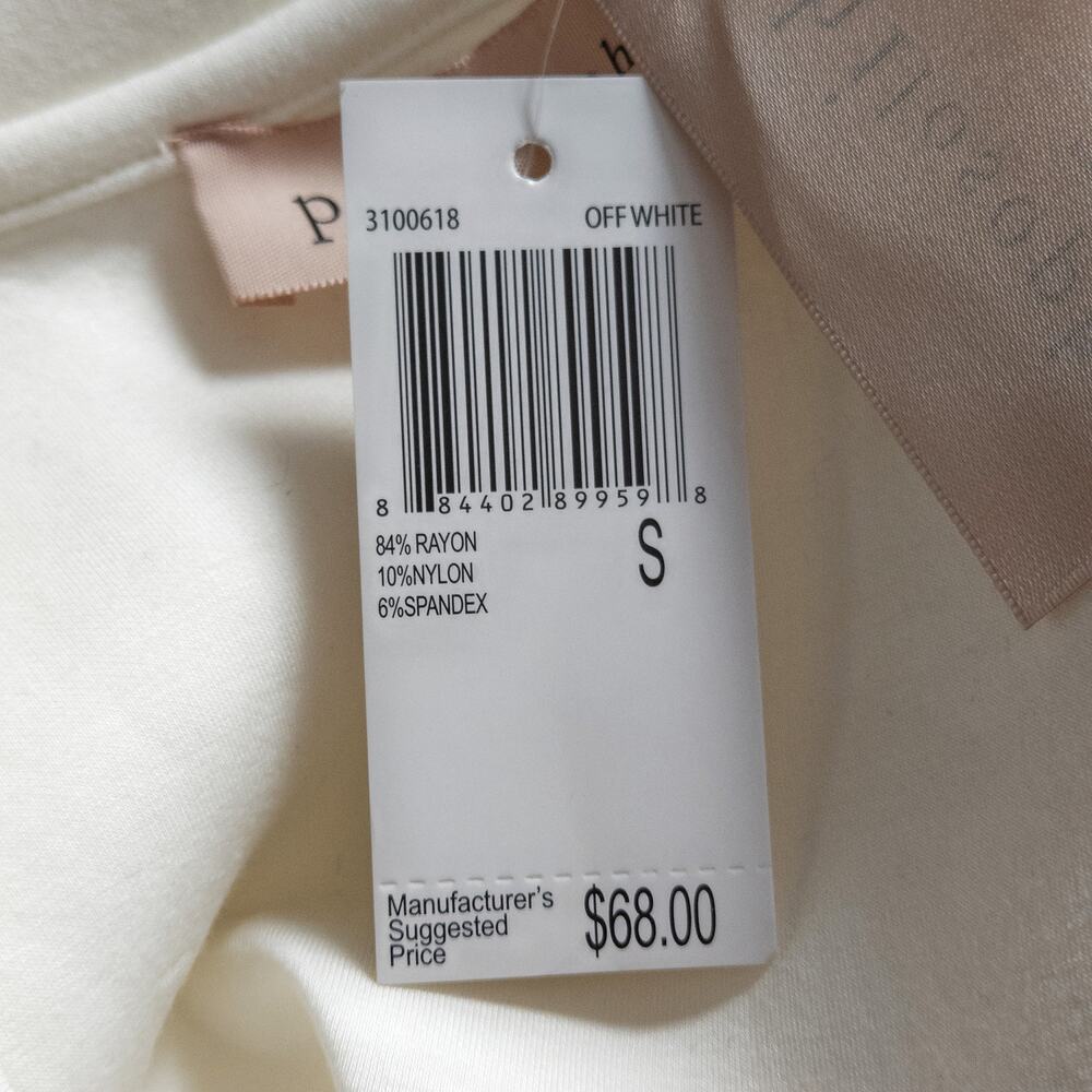 Philosophy Puff Sleeve Sweater Top White Small Clean Girl Minimalist - Picture 9 of 12